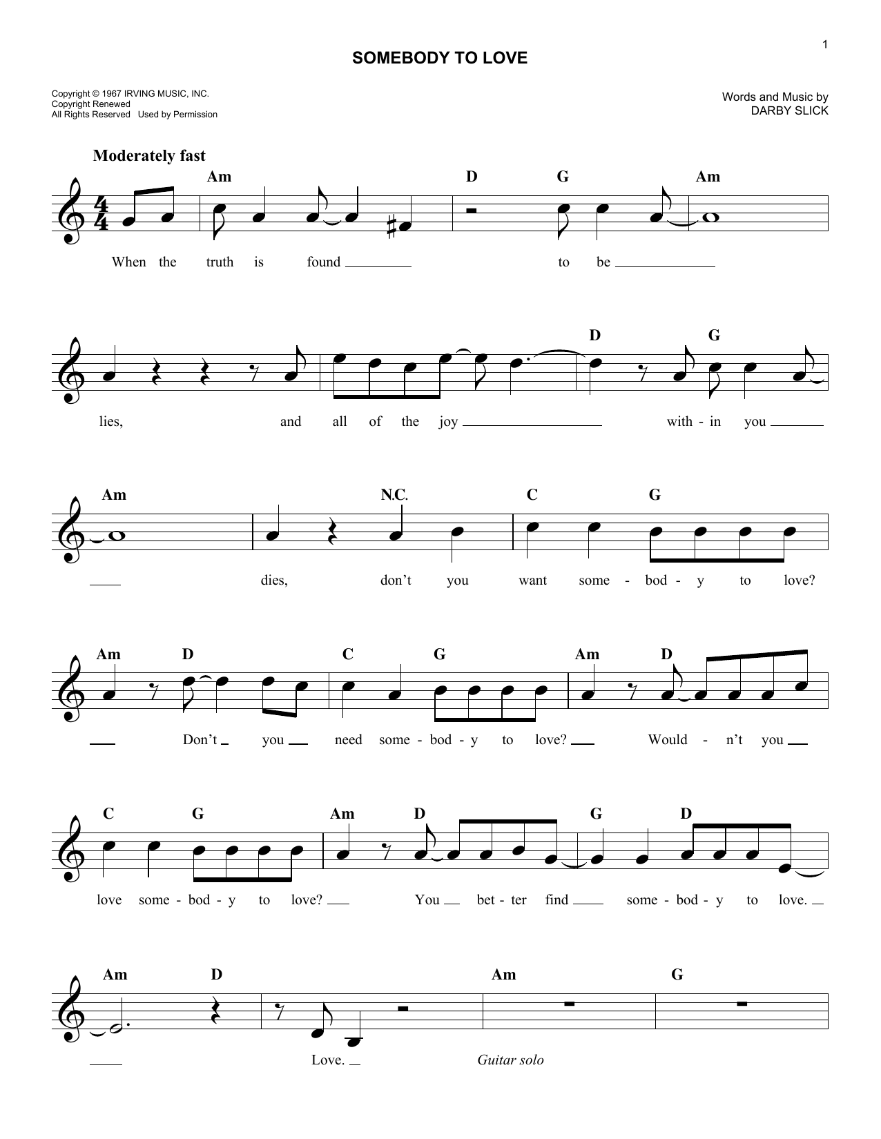 Produktgalerie: Seite 1 von 1 Somebody To Love, Jefferson Airplane