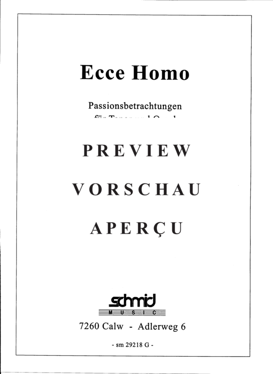 Product gallery: Page 2 of 12 Ecce Homo, 5 Sätze , , (soprano/tenor + organ)