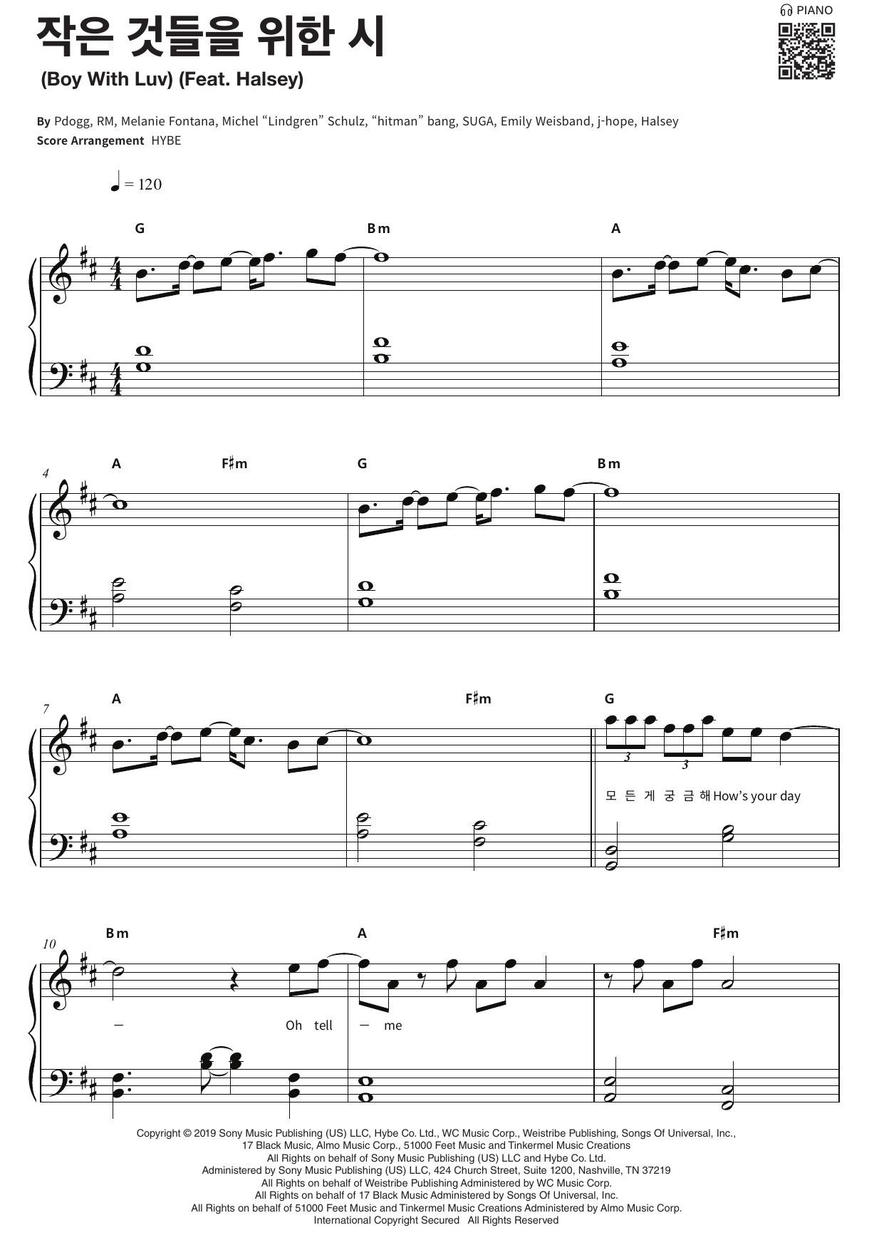 Produktgalerie: Seite 1 von 1 Boy With Luv (feat. Halsey), BTS, Klavier