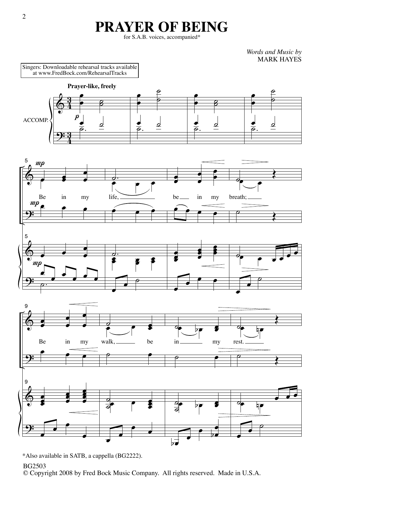Produktgalerie: Seite 1 von 1 Prayer Of Being, Mark Hayes, Chor