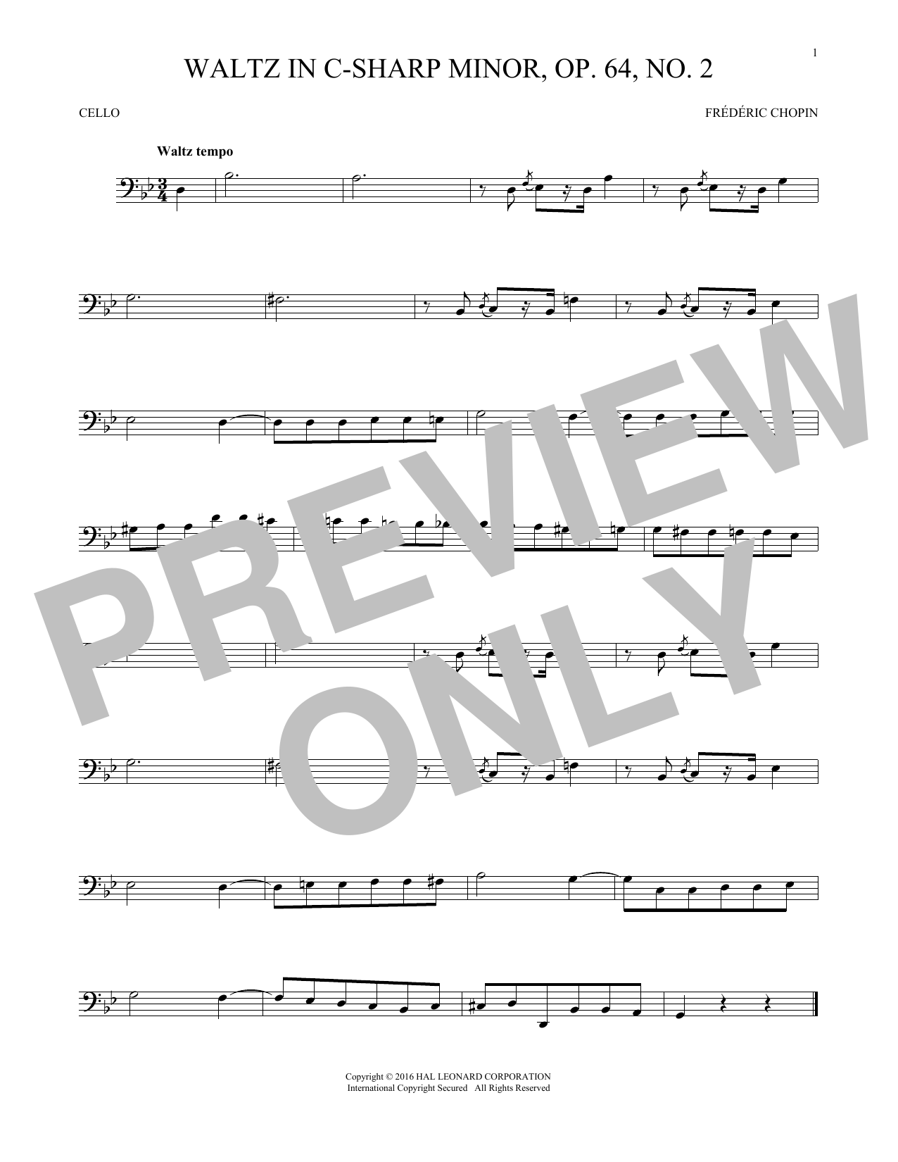 Produktgalerie: Seite 1 von 1 Waltz In C-Sharp Minor, Op. 64, No. 2, Frédéric Chopin, Violoncello