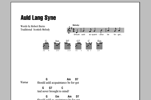 Produktgalerie: Seite 1 von 1 Auld Lang Syne, Robert Burns, Gitarre