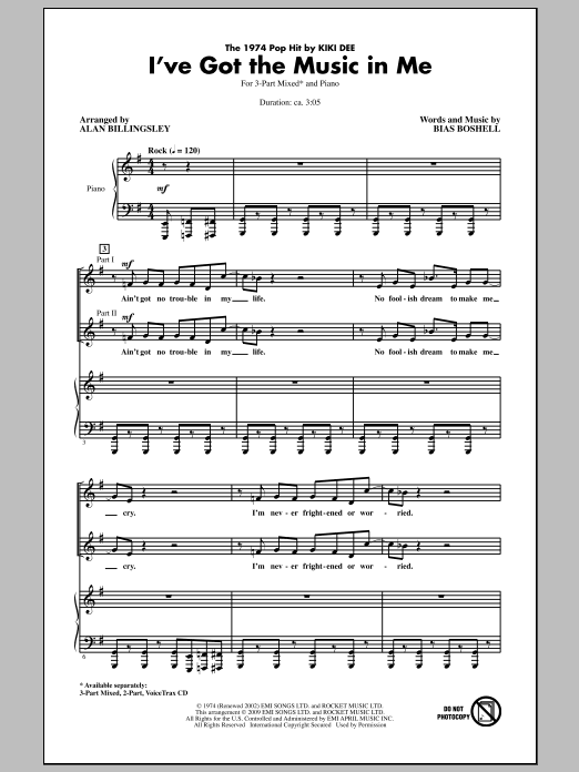 Produktgalerie: Seite 1 von 1 I've Got The Music In Me, Alan Billingsley, Chor