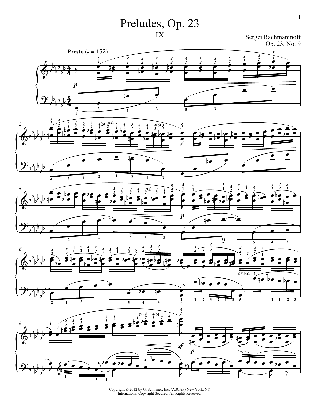 Product gallery: Page 1 of 1 Prelude In E-Flat Minor, Op. 23, No. 9, Sergei Rachmaninoff