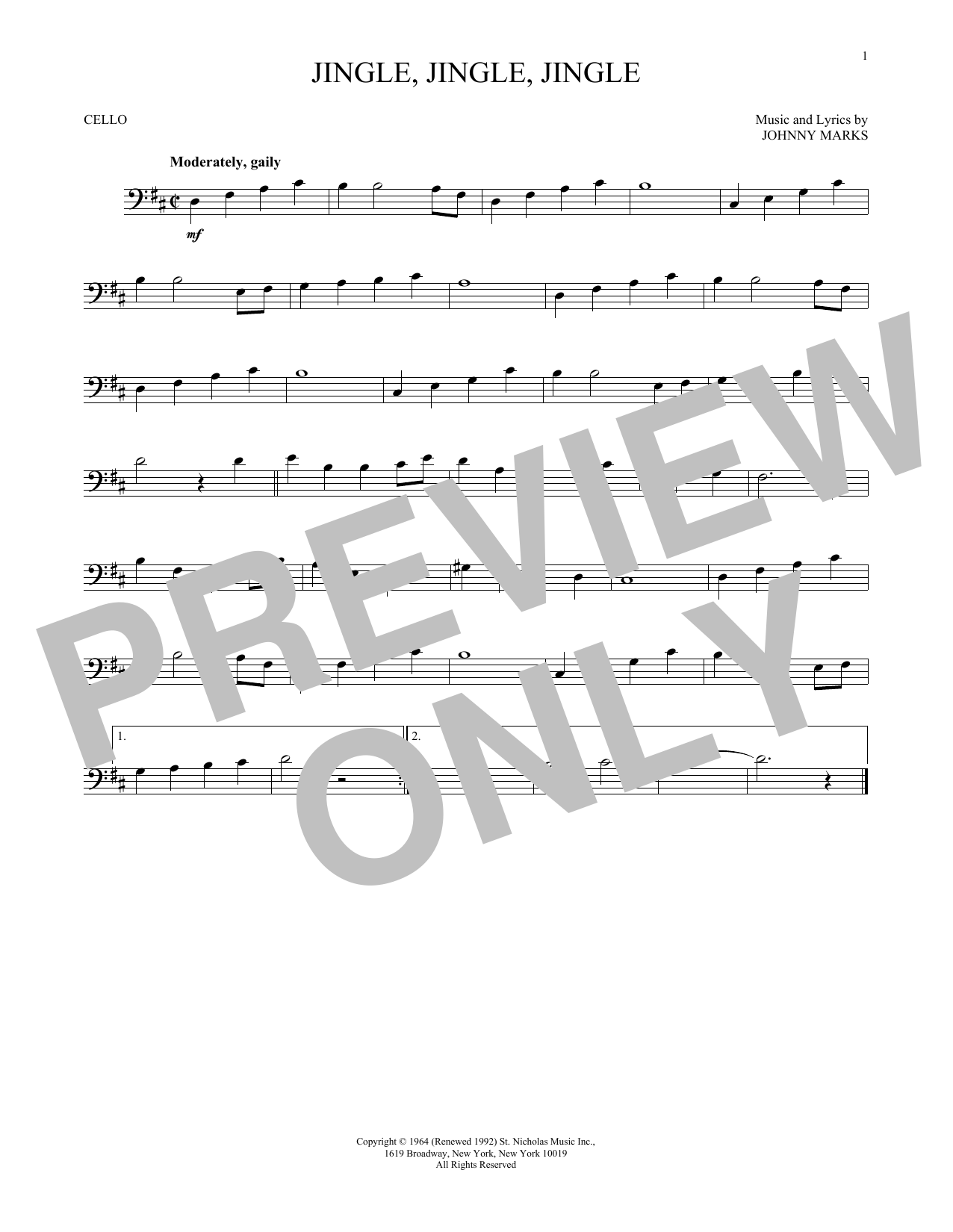 Produktgalerie: Seite 1 von 1 Jingle, Jingle, Jingle, Johnny Marks, Violoncello