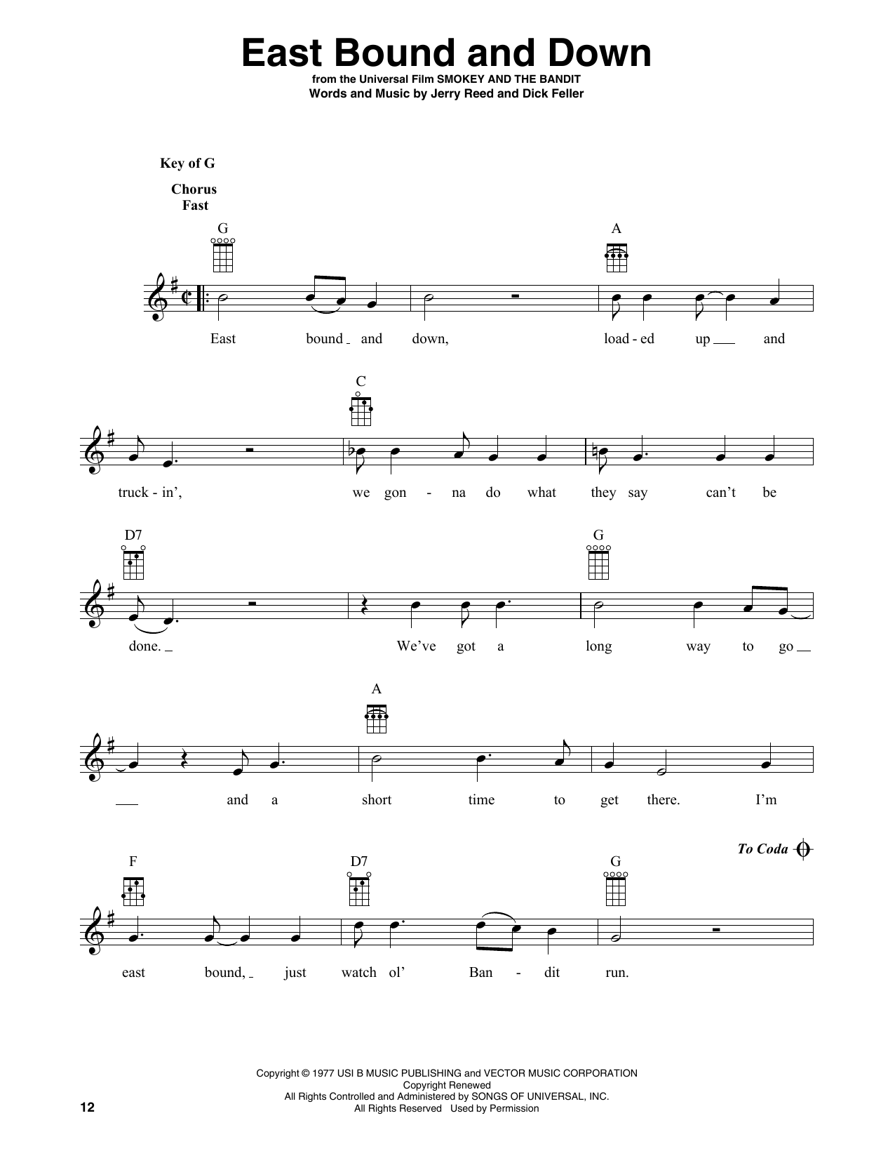 Product gallery: Page 1 of 1 East Bound And Down (arr. Fred Sokolow), Jerry Reed