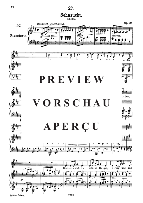 gallery: Sehnsucht D.636 Ach, aus dieses Tales Gründen , , (Gesang hoch + Klavier)
