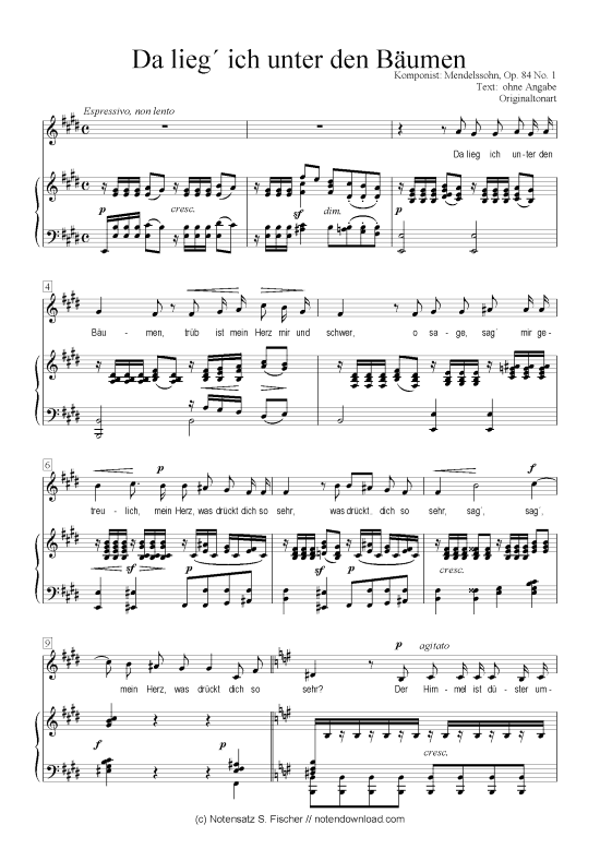 Product picture to: Da lieg ich unter den Bäumen  Mendelssohn