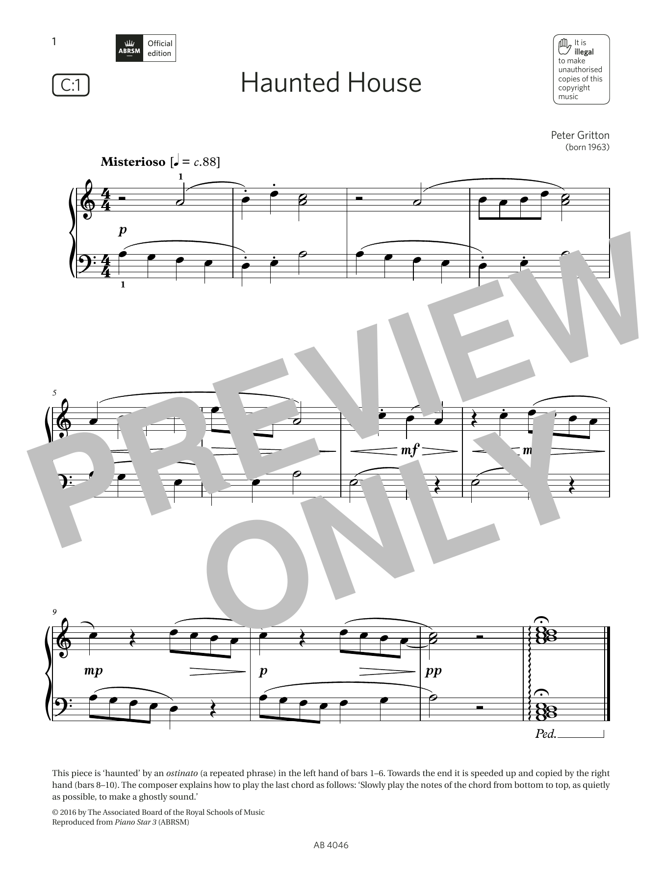 Product picture to: Haunted House (Grade Initial, list C1, from the ABRSM Piano Syllabus 2023 & 2024)
