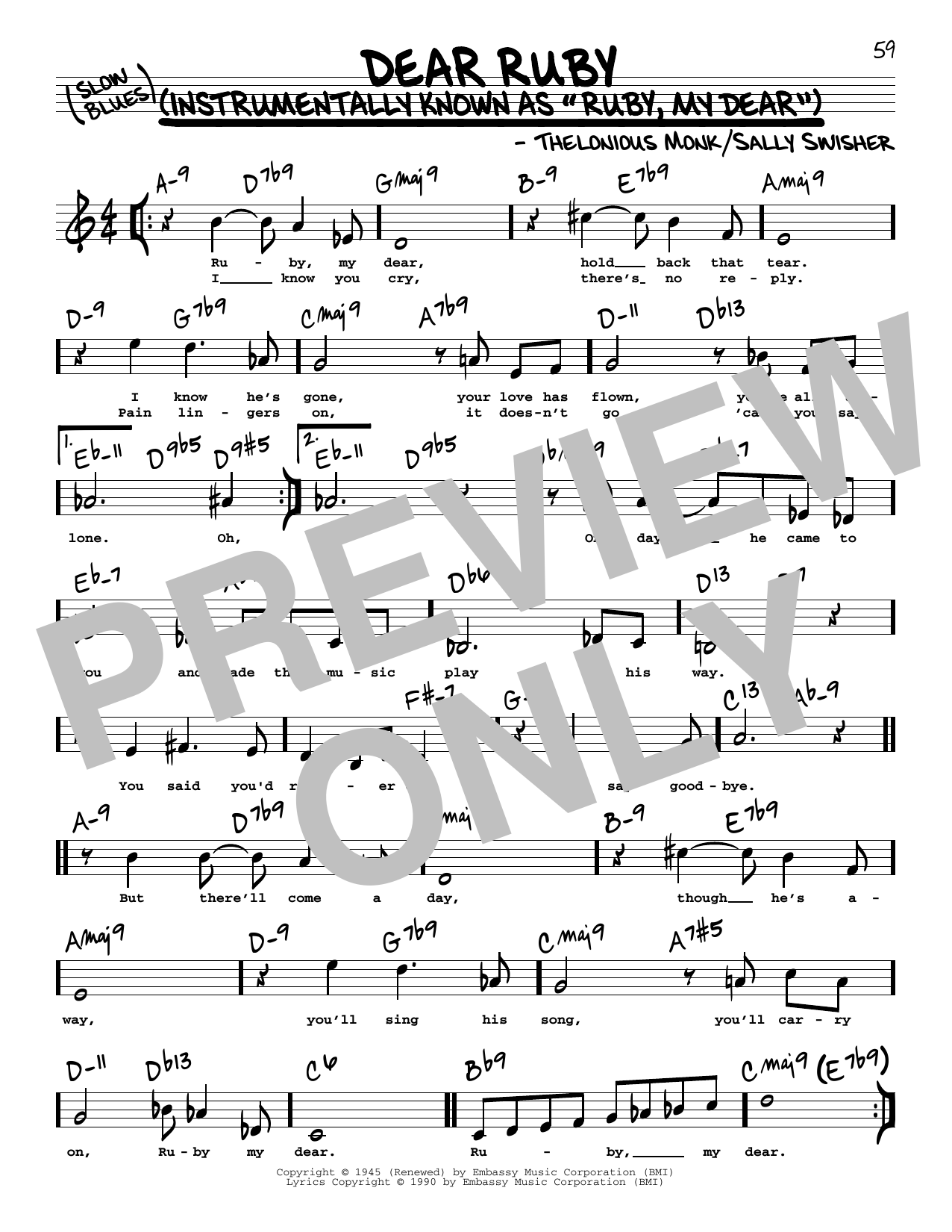 Product gallery: Page 1 of 1 Dear Ruby (High Voice), Thelonious Monk