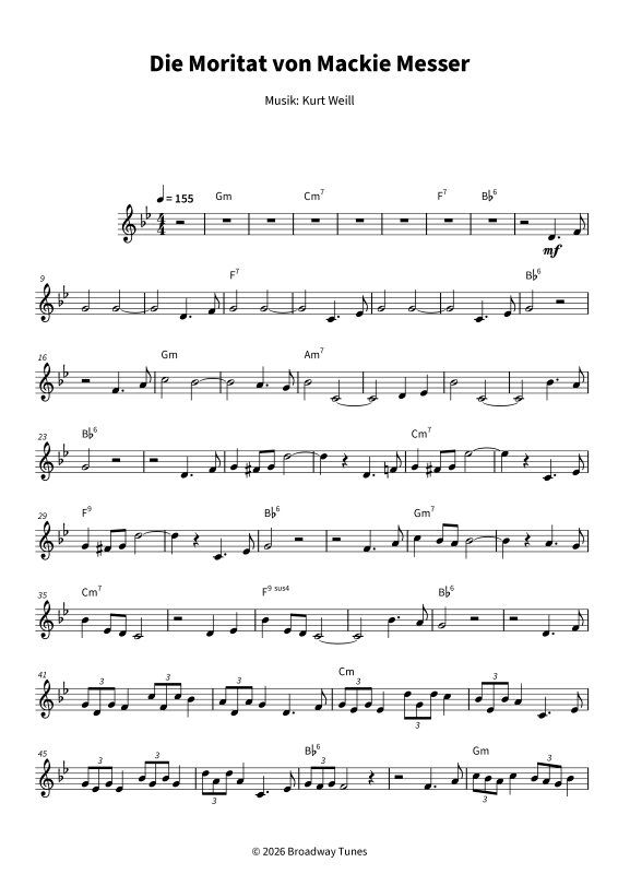 Product gallery: Page 1 of 6 Die Moritat von Mackie Messer, , Solo Violin - Leadsheet