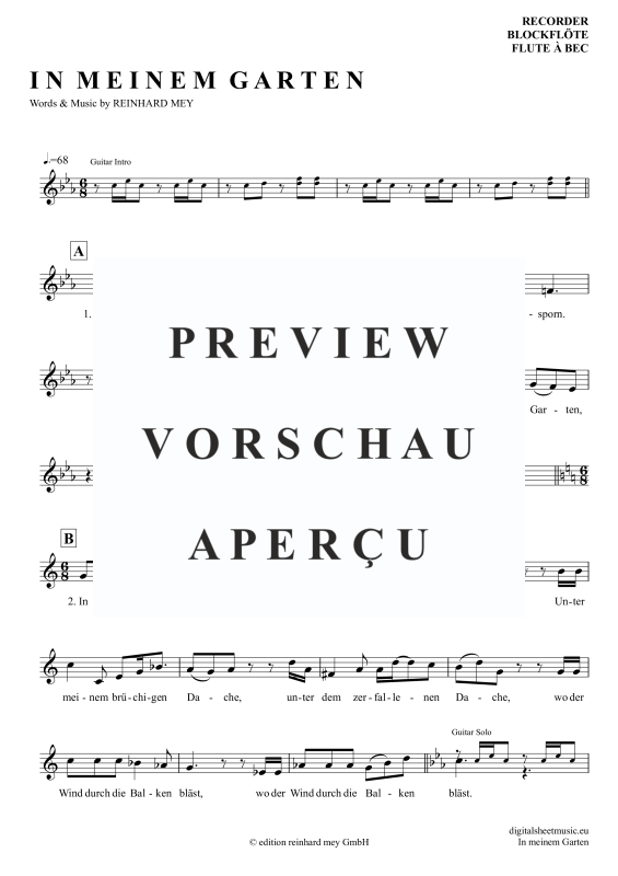 Product gallery: Page 2 of 5 In Meinem Garten, Mey, Reinhard, Blockflöte