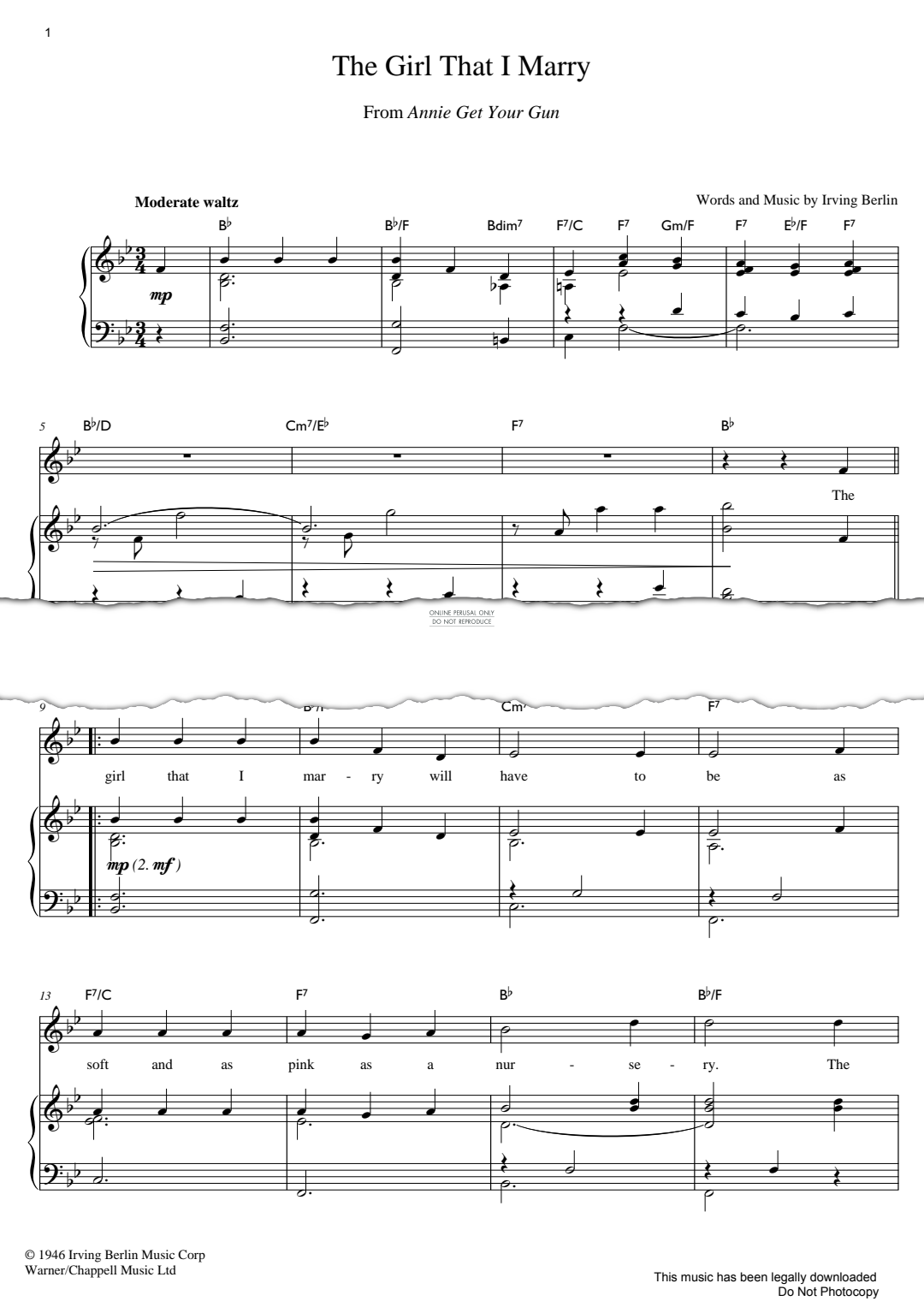 Produktgalerie: Seite 1 von 1 The Girl That I Marry, Irving Berlin, Gesang, Klavier