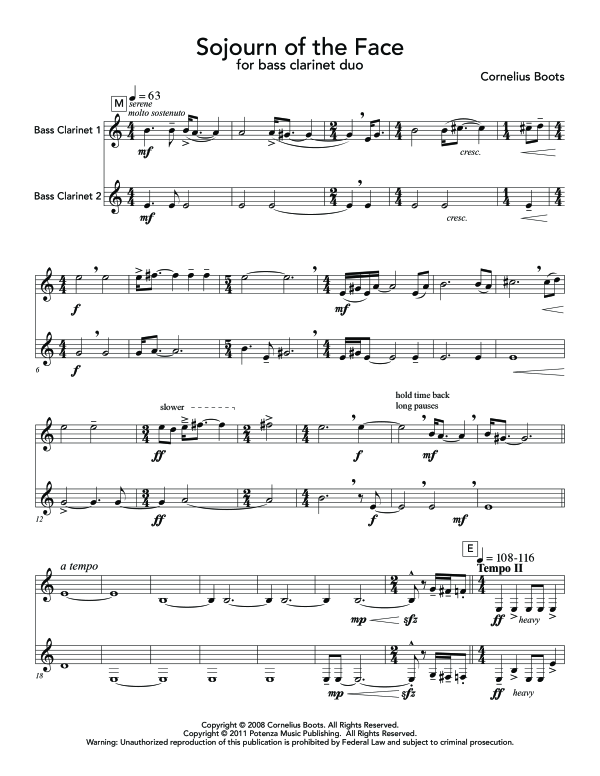 Product gallery: Page 1 of 11 Sojourn of the Face, , (clarinet duet 2x bass clarinet)