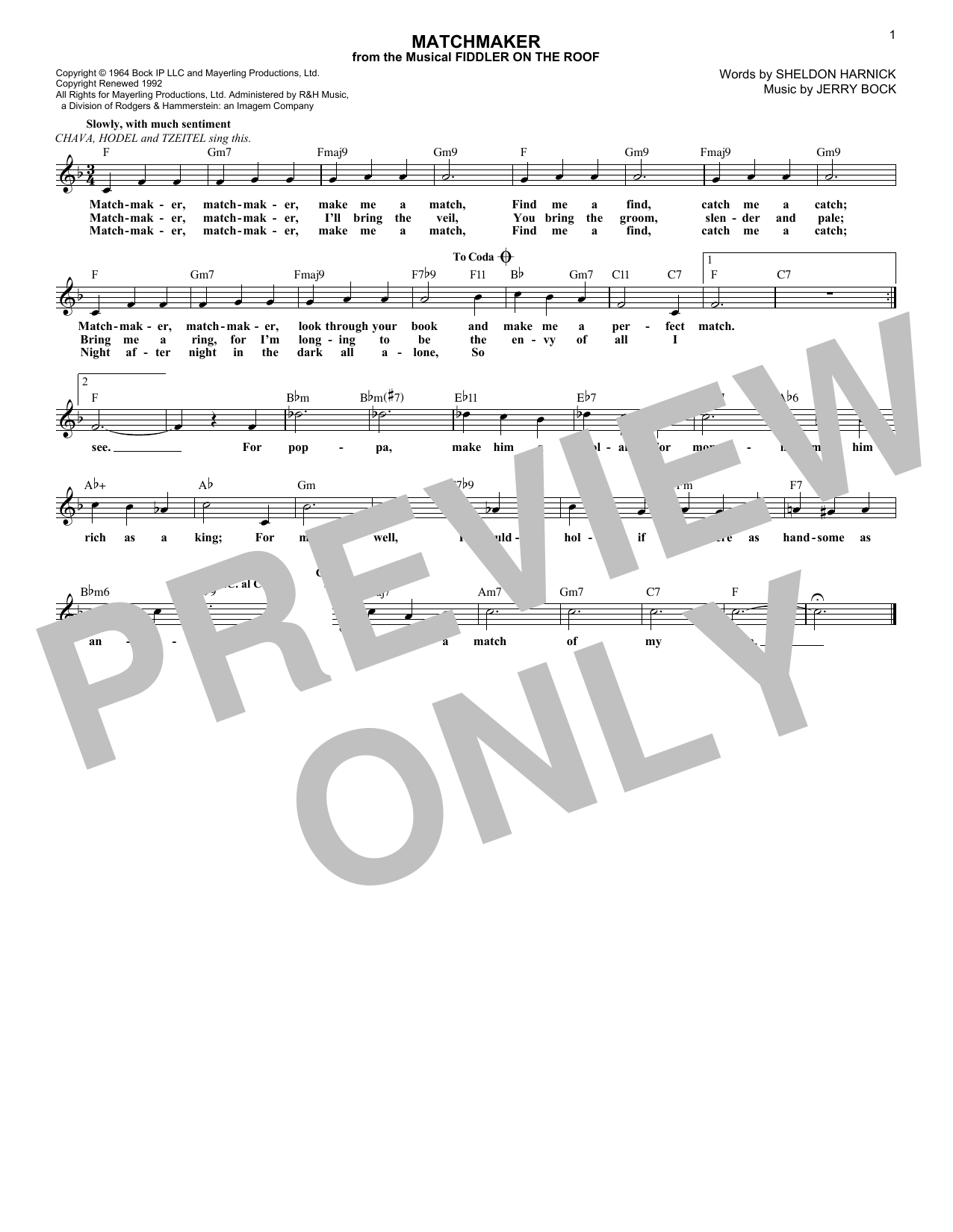 Produktbild zu: Matchmaker (from Fiddler On The Roof)
