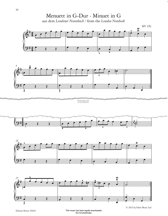 Produktbild zu: Minuet in G, KV 15c