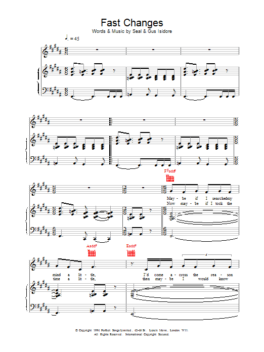 Produktgalerie: Seite 1 von 1 Fast Changes, Seal, Gesang, Gitarre, Klavier