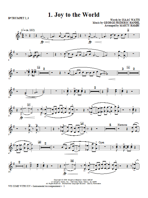 Product gallery: Page 1 of 1 We Come With Joy Orchestration - Trumpet 2 & 3, Marty Hamby
