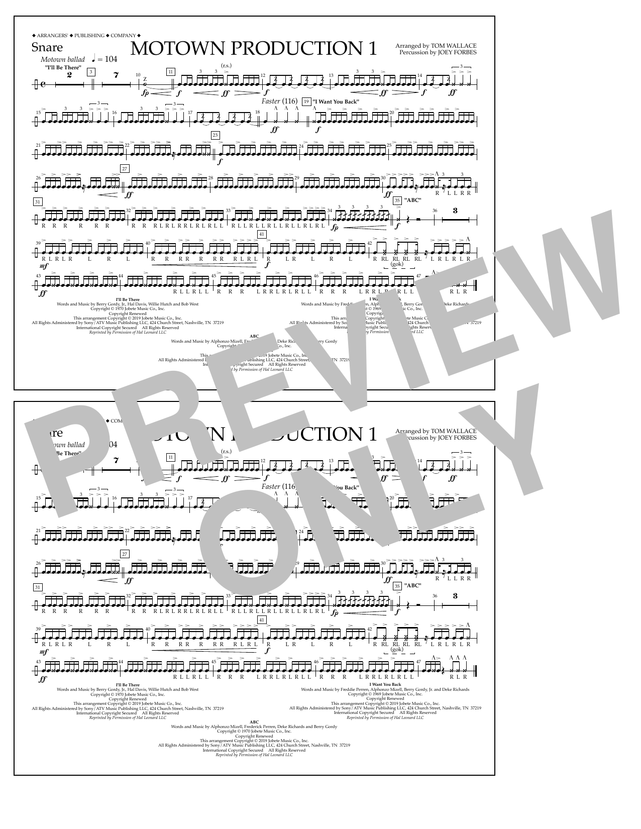 Produktbild zu: Motown Production 1(arr. Tom Wallace) - Snare