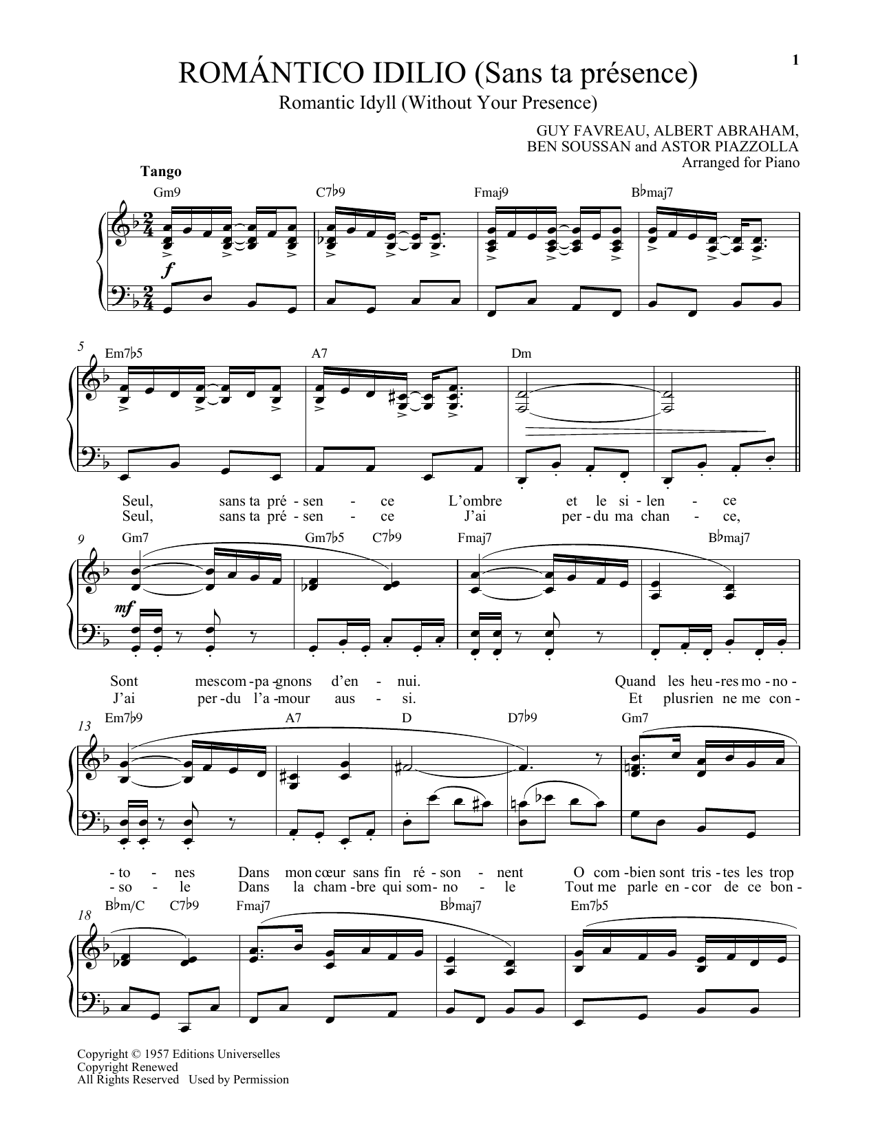 Product gallery: Page 1 of 1 Romantico Idilio (Sans ta presence), Astor Piazzolla
