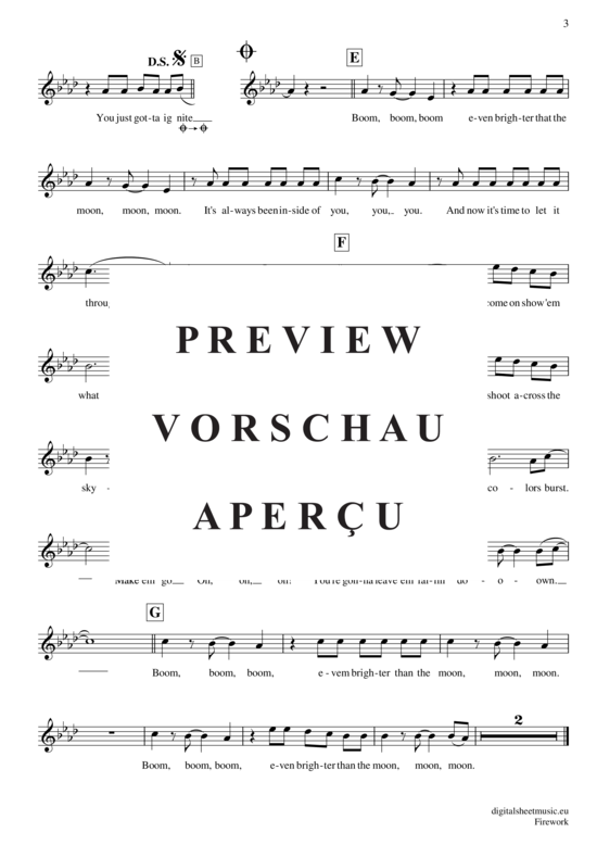Produktgalerie: Seite 4 von 4 Firework , Perry, Katy, (Oboe / Fagott)