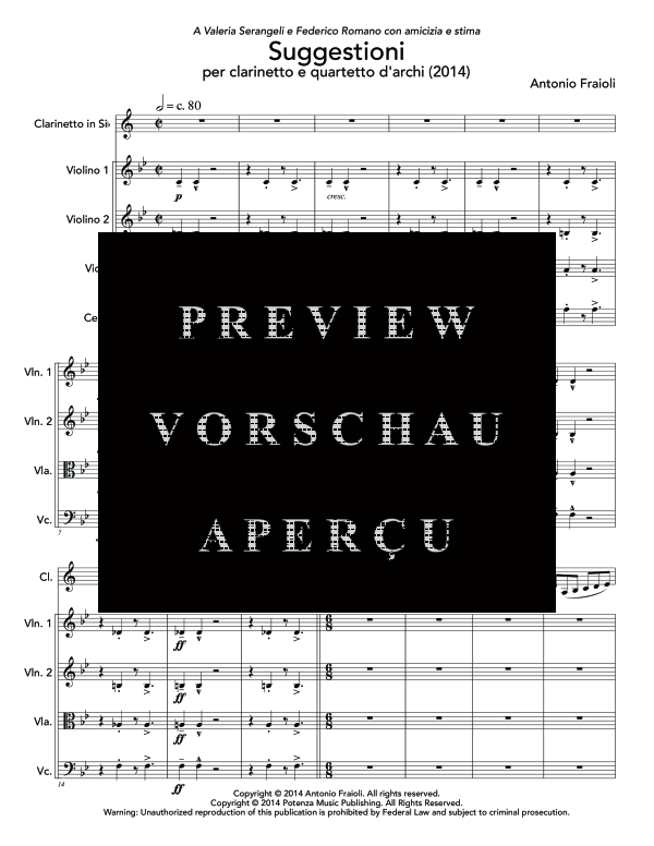 Produktgalerie: Seite 5 von 11 Suggestioni, , (Klarinette Solo und Streicher Quartett)