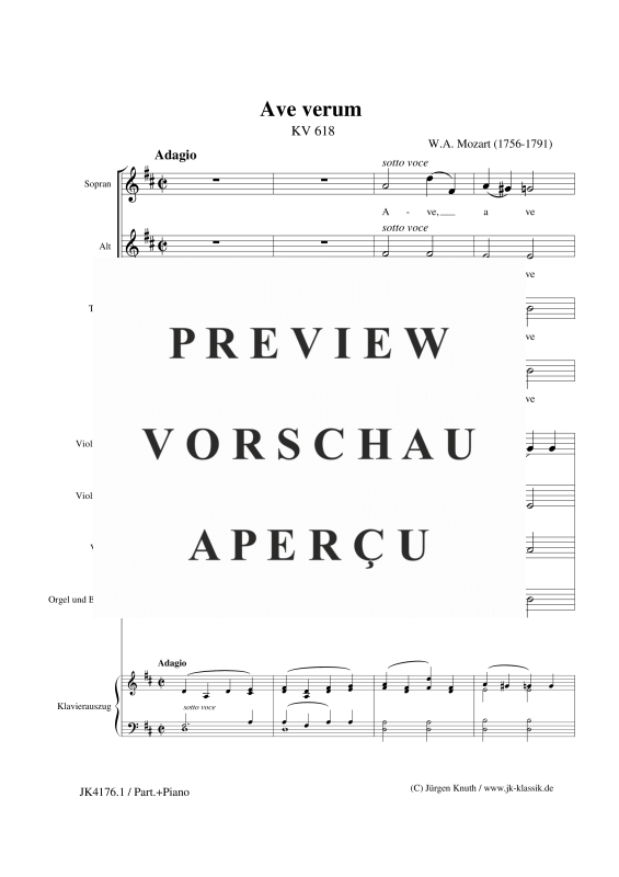 gallery: Ave verum KV 618, , Gemischter Chor, Streicher und Orgel/Klavier