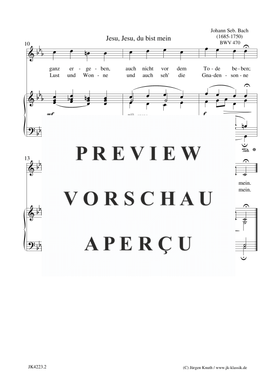 gallery: Jesu, Jesu, du bist mein BWV 470, , Gesang und Klavier/Orgel