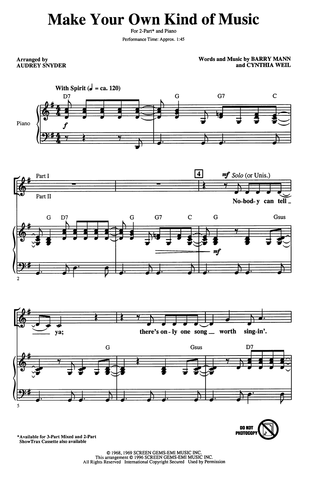 Produktgalerie: Seite 1 von 1 Make Your Own Kind Of Music (arr. Audrey Snyder), Mama Cass Elliot, Chor