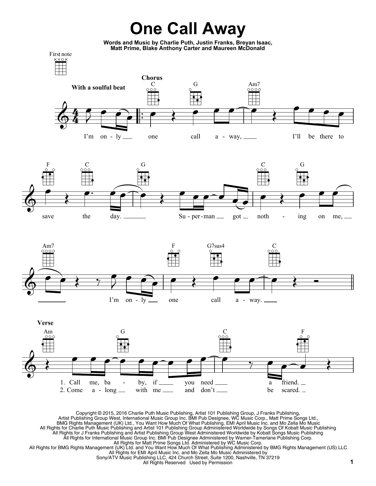 Product gallery: Page 1 of 1 One Call Away, Charlie Puth
