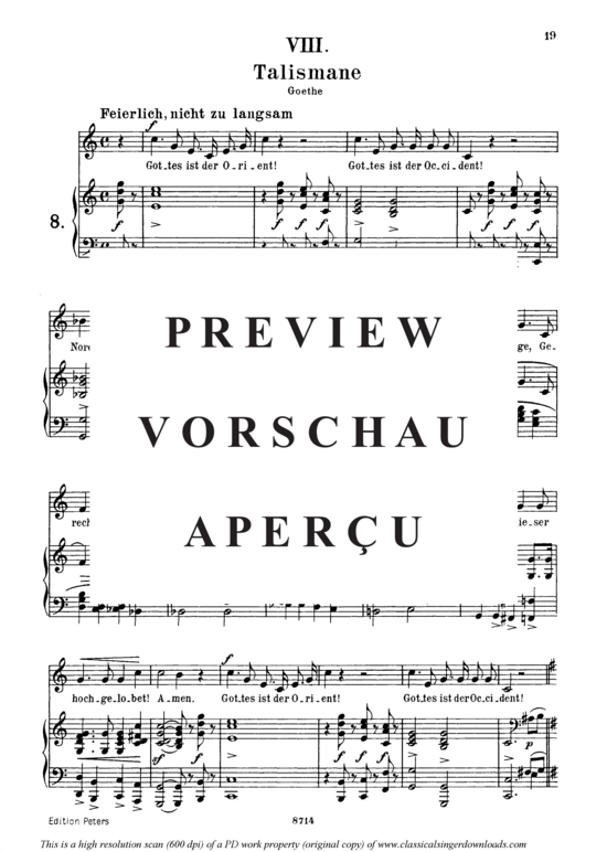 Product gallery: Page 2 of 3 Talismane Op.25 No.8, , Medium Voice and Piano