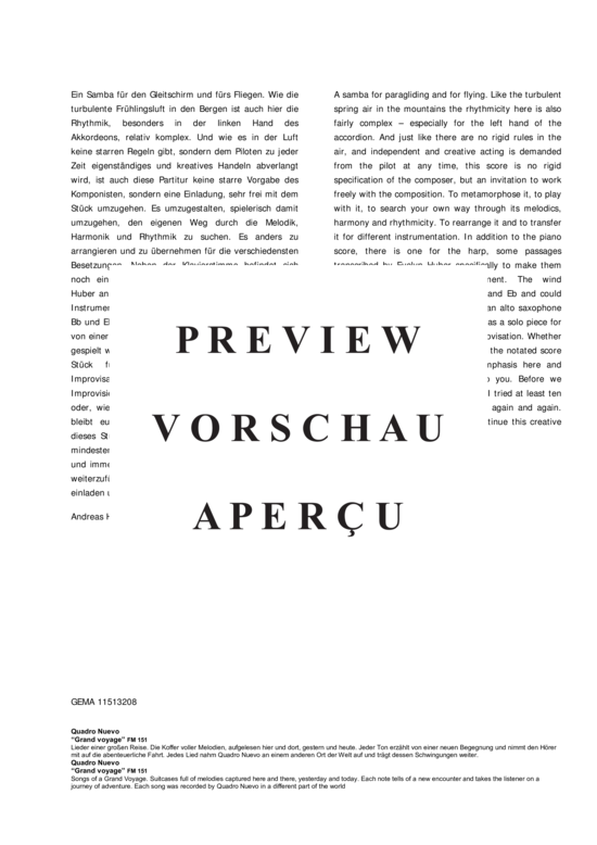 gallery: Samba para Parapente , Quadro Nuevo, (Einzelstimme Harfe)
