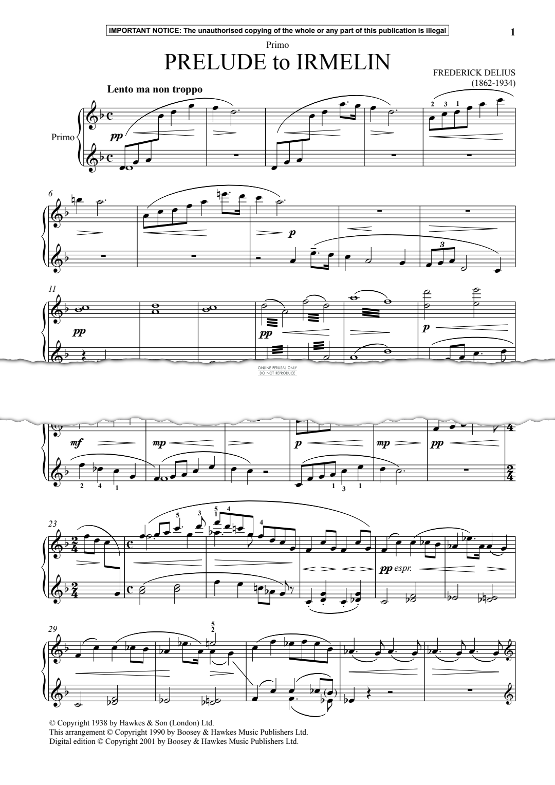 Produktgalerie: Seite 1 von 1 Irmelin (Prelude), Frederick Delius, Klavier