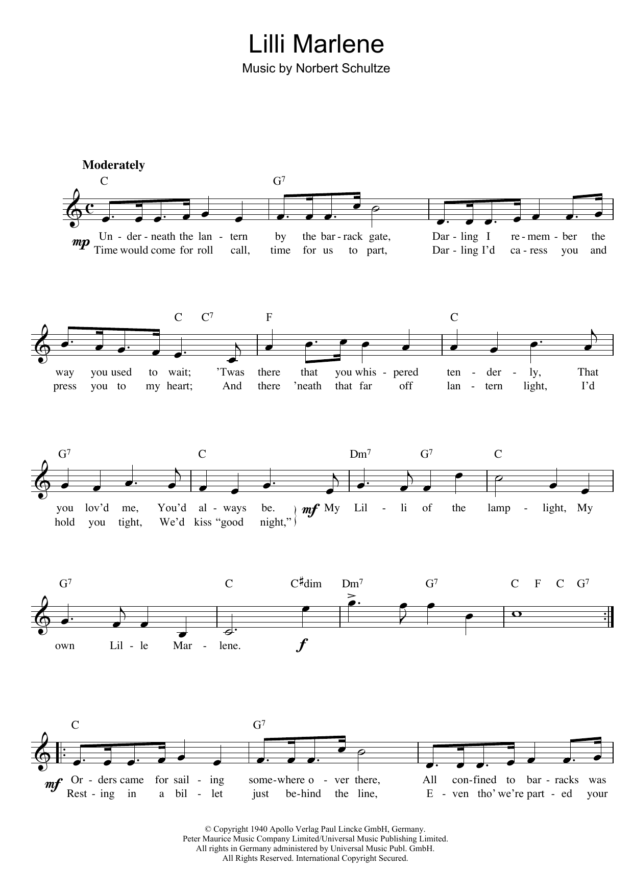 Produktgalerie: Seite 1 von 1 Lilli Marlene, Marlene Dietrich, Melodieinstrument