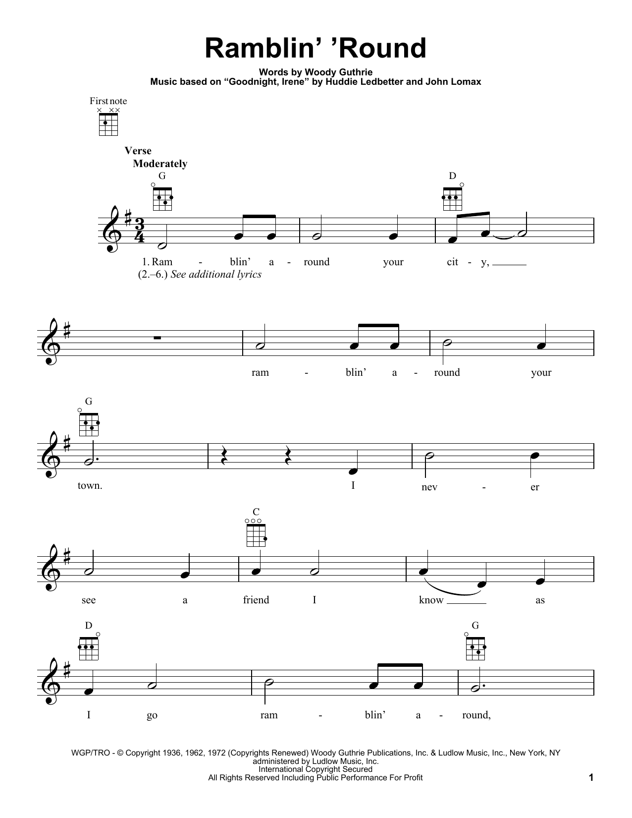 Product gallery: Page 1 of 1 Ramblin' 'Round, Woody Guthrie