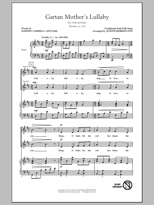 Product picture to: Gartan Mother's Lullaby (arr. Judith Herrington)