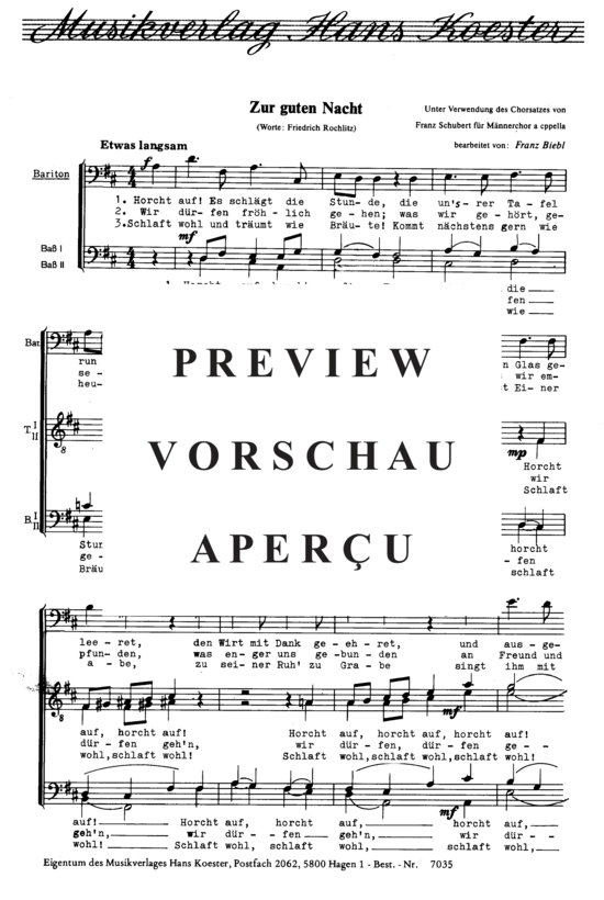 gallery: Zur guten Nacht , , (Männerchor)