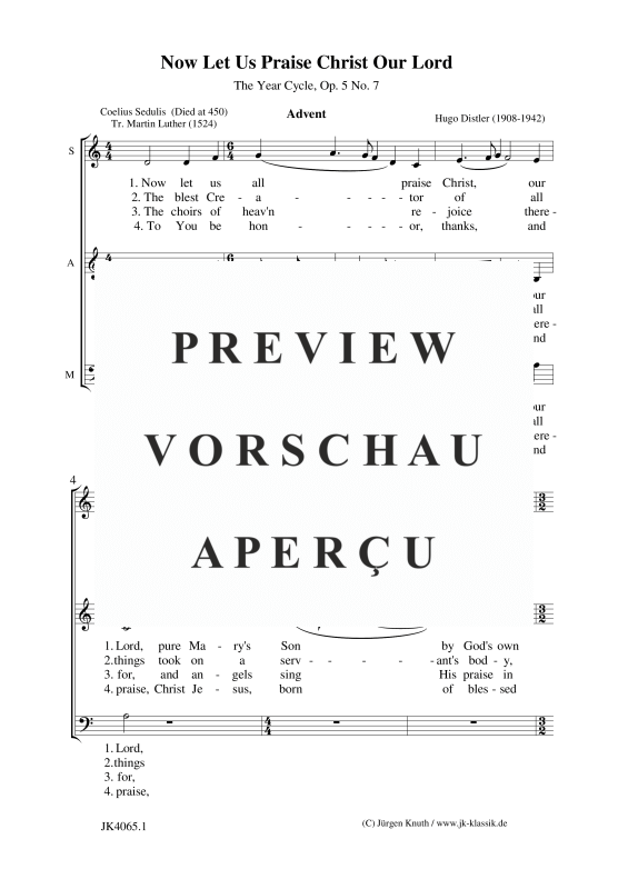 gallery: Now Let Us Praise Christ Our Lord (The Year Cycle, Op. 5 No. 7), , (Gemischter Chor 3-st. SAM)