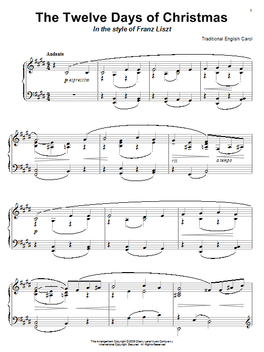 Product gallery: Page 1 of 1 The Twelve Days Of Christmas (in the style of Franz Liszt), Traditional English Carol