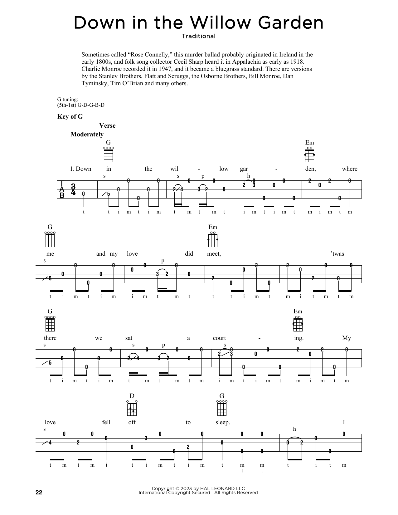 Produktgalerie: Seite 1 von 1 Down In The Willow Garden (arr. Fred Sokolow), Traditional, Banjo