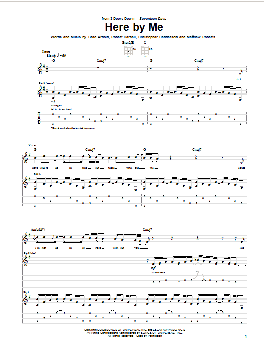 Produktgalerie: Seite 1 von 1 Here By Me, 3 Doors Down, Gitarre