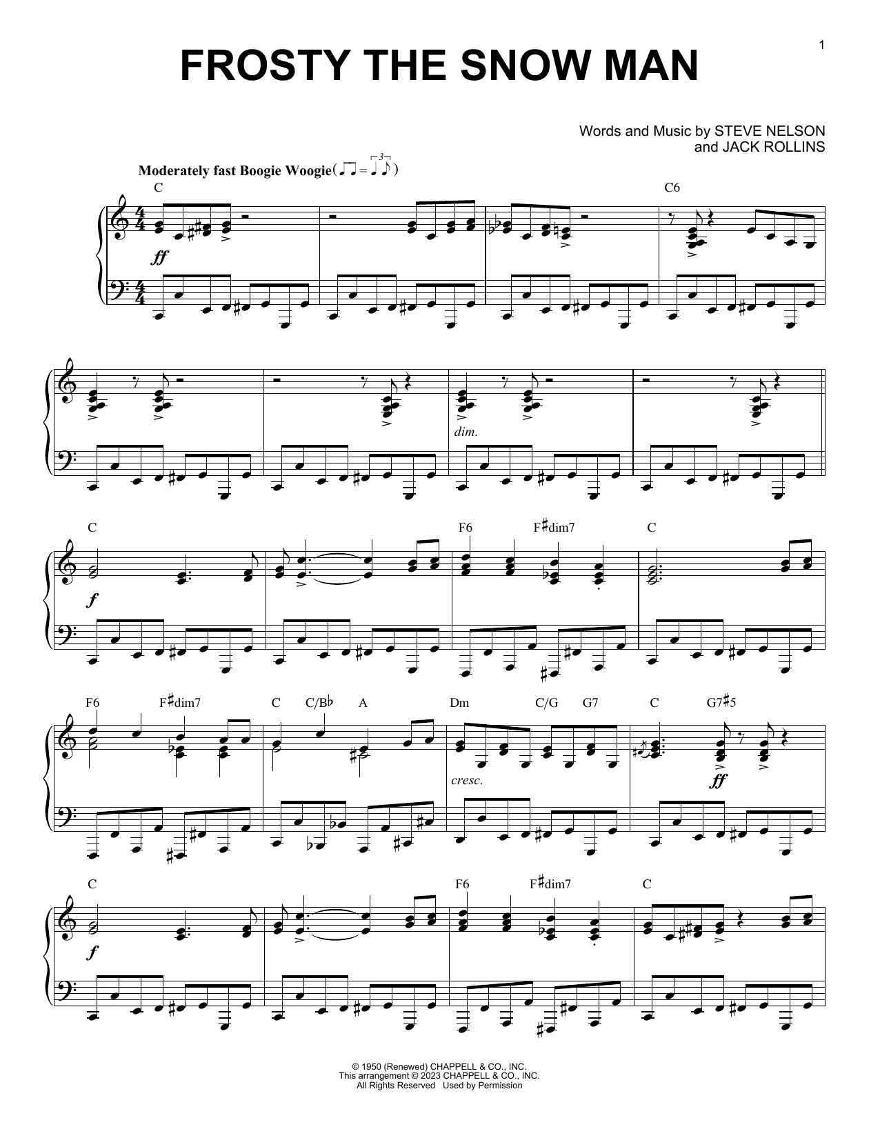 Product picture to: Frosty The Snow Man [Boogie Woogie version] (arr. Brent Edstrom)