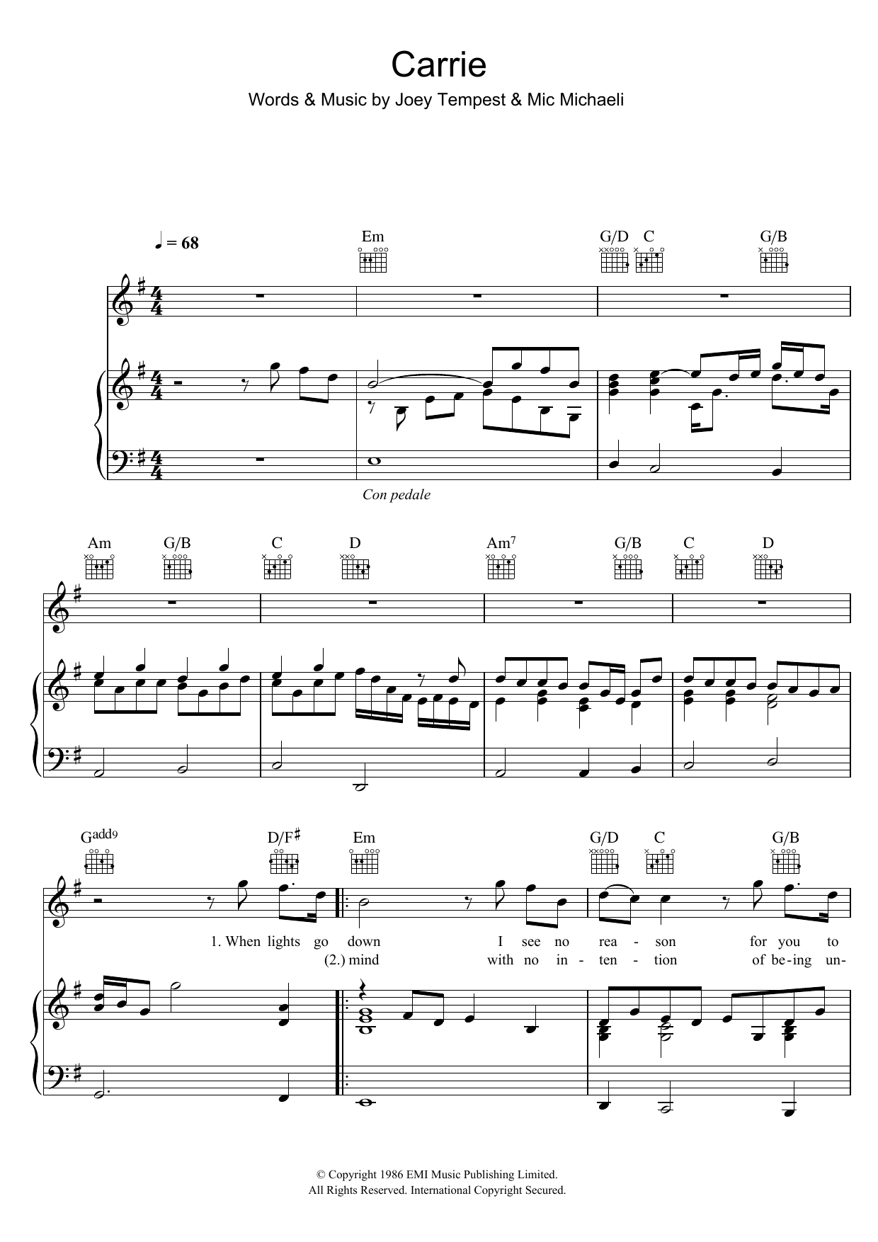 Produktgalerie: Seite 1 von 1 Carrie, Europe, Gesang, Gitarre, Klavier