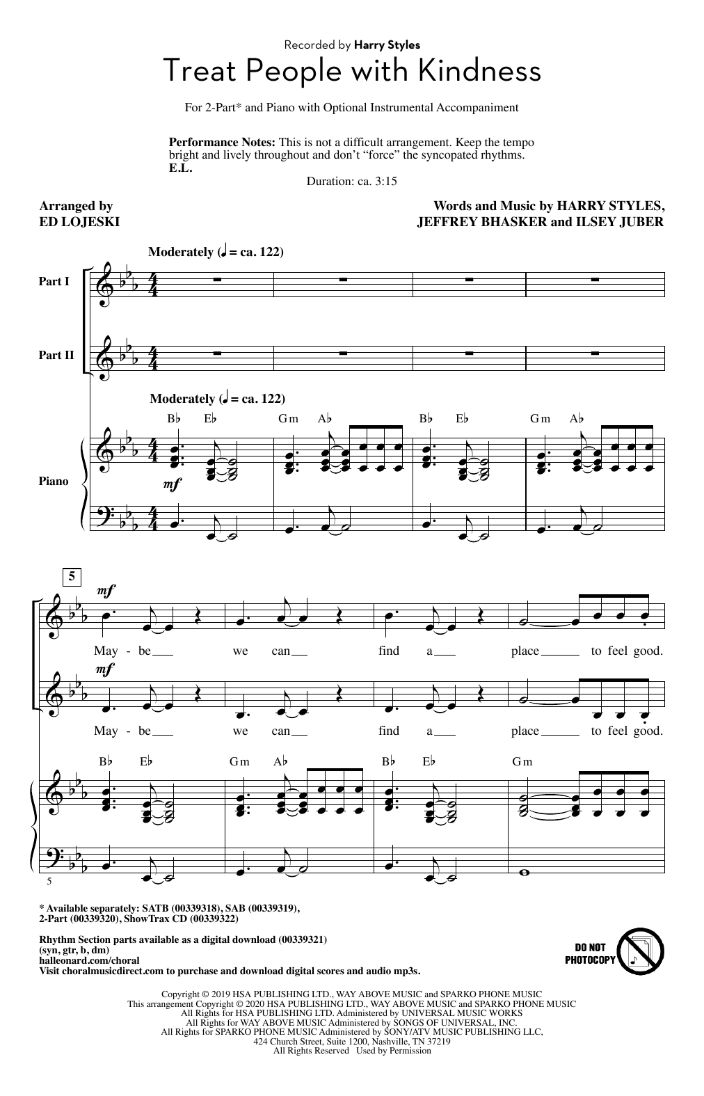 Product picture to: Treat People With Kindness (arr. Ed Lojeski)