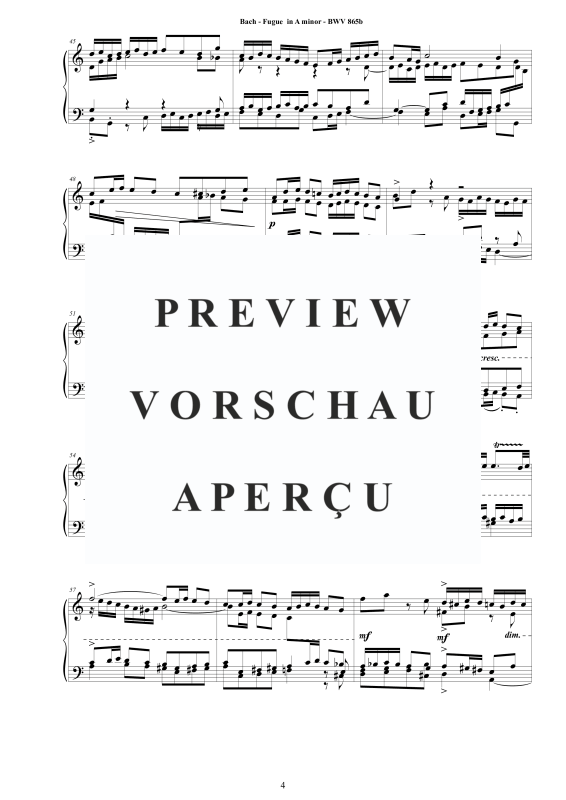 Produktgalerie: Seite 5 von 7 Fuge in A-Moll BWV 865b - Piano Version, , Klavier Solo