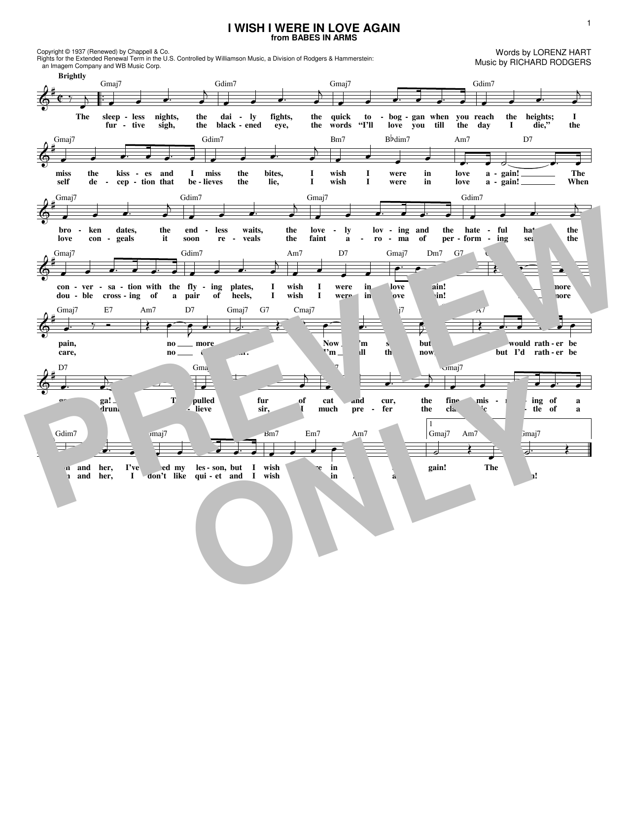 Product gallery: Page 1 of 1 I Wish I Were In Love Again, Rodgers & Hart