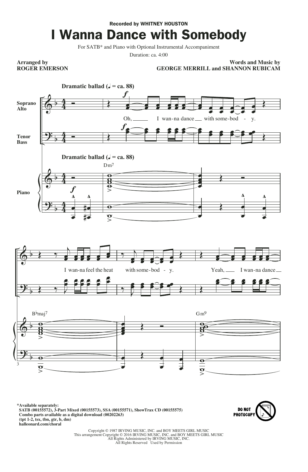 Product picture to:  I Wanna Dance With Somebody - Roger Emerson