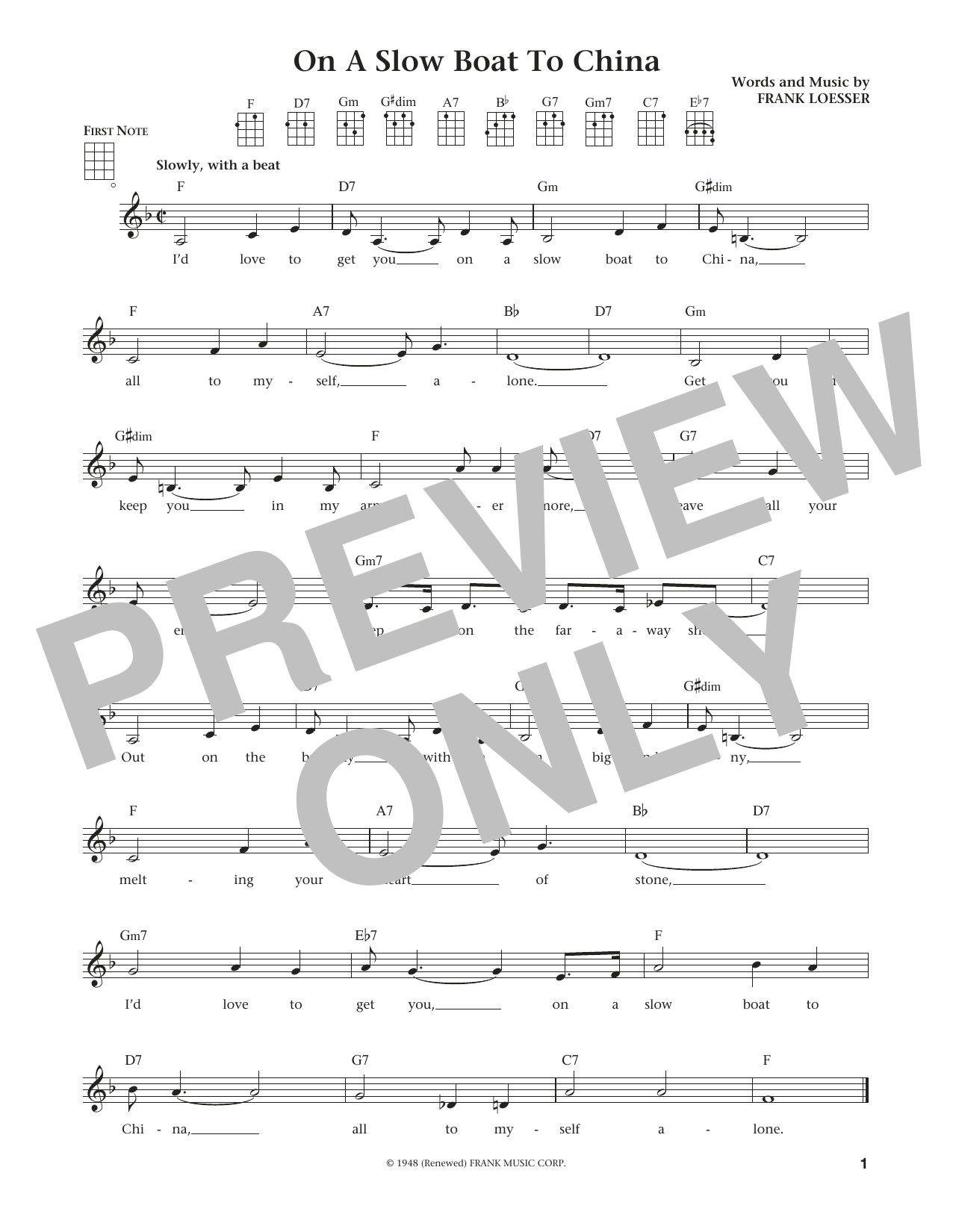 Product gallery: Page 1 of 1 On A Slow Boat To China (from The Daily Ukulele) (arr. Liz and Jim Beloff), Frank Loesser