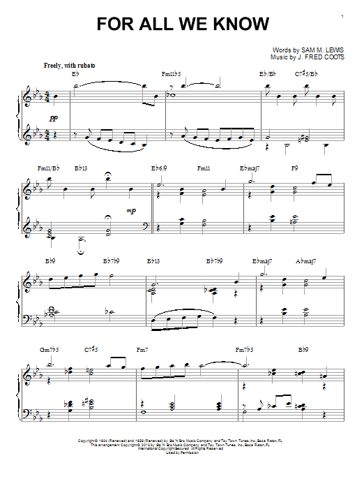 Produktbild zu: For All We Know (arr. Brent Edstrom)