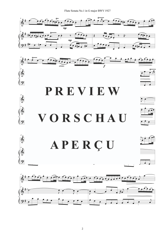 Produktgalerie: Seite 3 von 11 Flöten Sonate Nr. 1 in G-Dur BWV 1027, , Flöte und Cembalo/Klavier